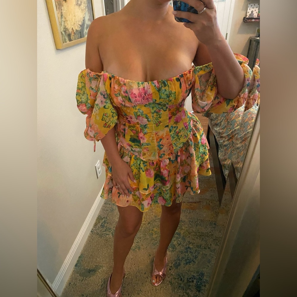 NWT For Love & Lemons Floral Ruffle Dress